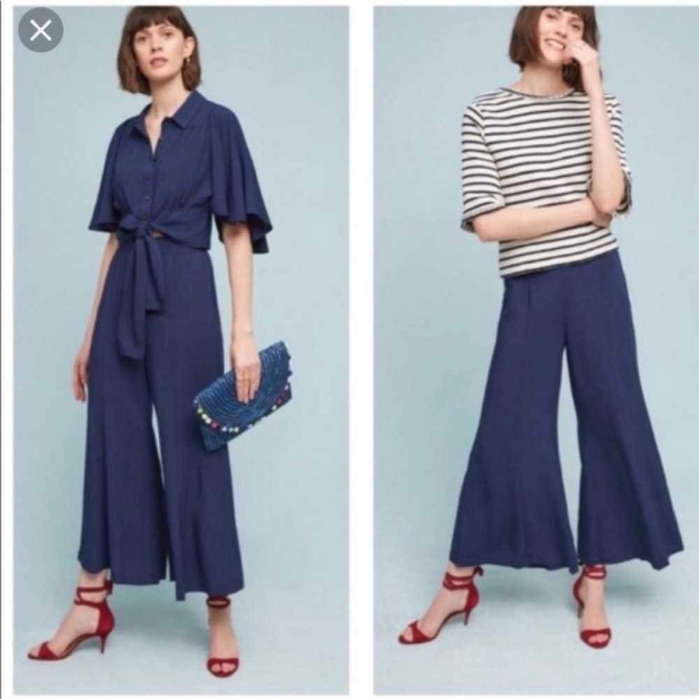 Anthropologie Maeve Plazzo Wide Leg Navy Pants